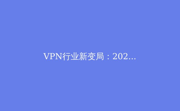VPN行业新变局：2024年隐私保护与数字自由的前沿洞察