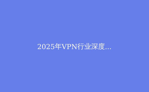 2025年VPN行业深度洞察：技术革新与隐私保护的前沿趋势 - 2
