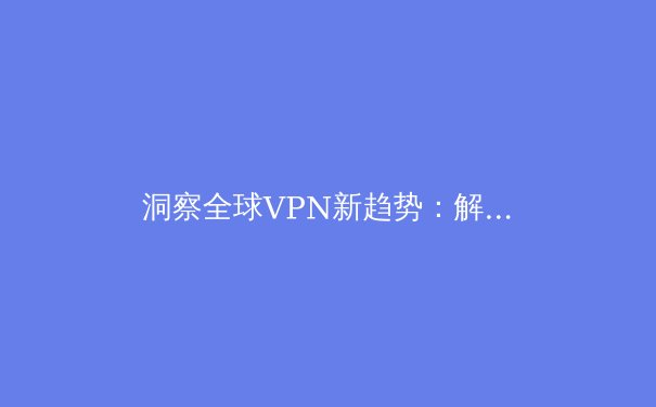 洞察全球VPN新趋势：解锁数字时代的网络安全与自由边界 - 2