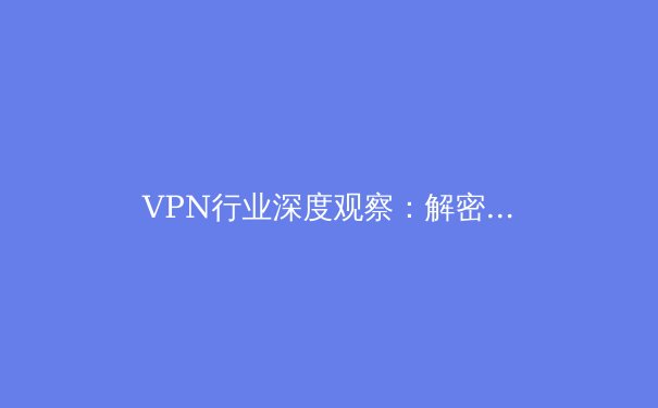 VPN行业深度观察：解密加密技术、政策演进与数字时代的隐私博弈